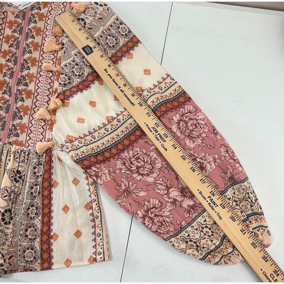 American Eagle Boho Tassel Embroidered Floral Peasant Top - Women's S - Picture 10 of 11